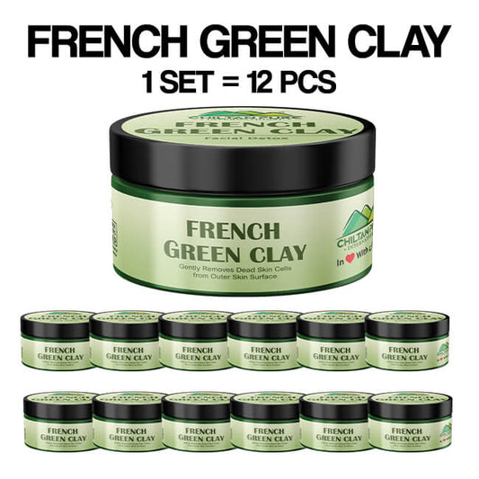 French Green Clay - Natural Exfoliant, Clarifies, Detoxify & Soothes [100% Results]  200g