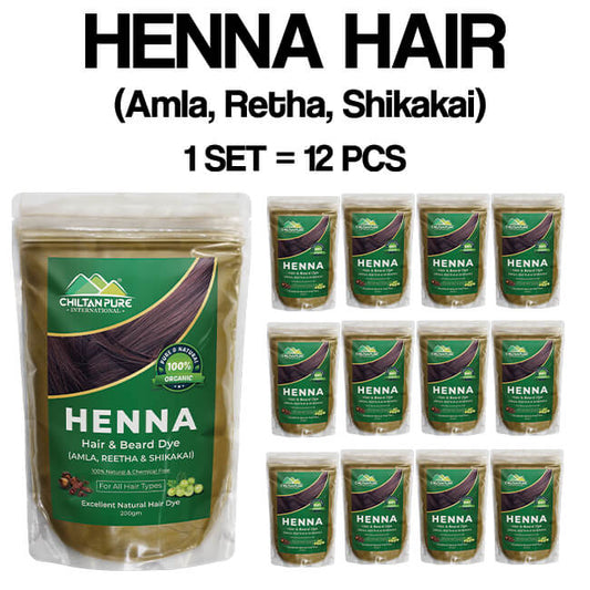 Henna Hair and Beard Dye (Amla, Retha, Shikakai) – Boosts Hair Growth, Prevents Dandruff, Makes Hair Strong & Shiny 200gm