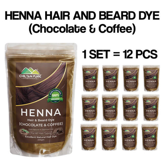 Henna Hair and Beard Dye (Chocolate & Coffee) – Prevents Premature Hair Greying, Improves Scalp Health, Balances pH & Oil Production 200gm